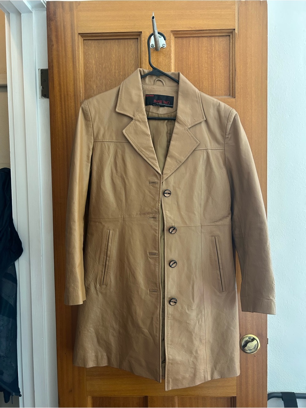 Phase Two Women's Tan Real Leather Button-Front Jacket size Medium